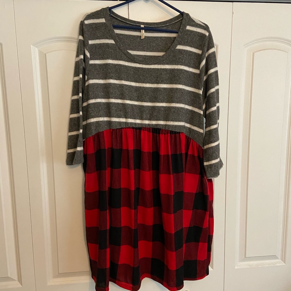 Beeson River womens plus dress plaid and striped